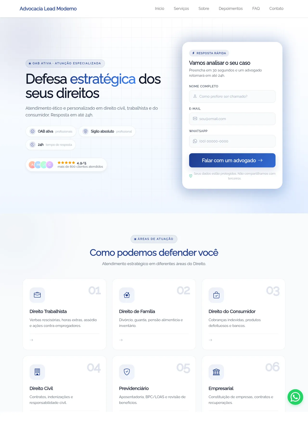 Pré-visualização: Advocacia Lead Moderno