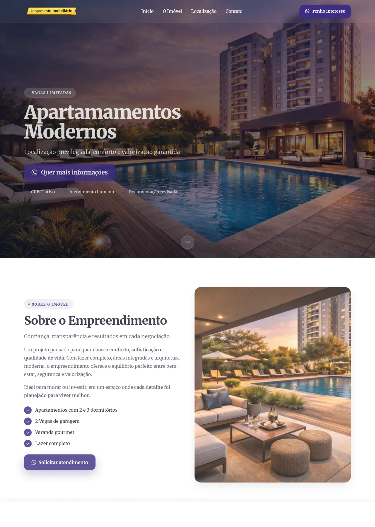 Pré-visualização: Imobiliária Conversão (Imóvel Único)