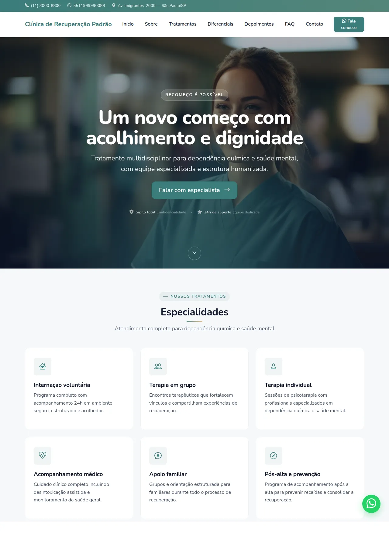 Pré-visualização: Clínica de Recuperação Padrão