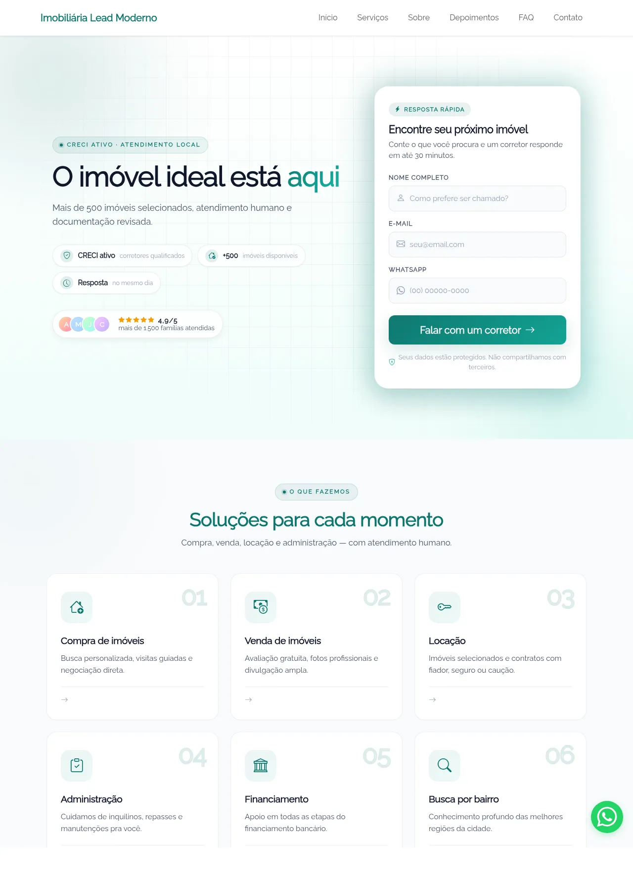 Pré-visualização: Imobiliária Lead Moderno