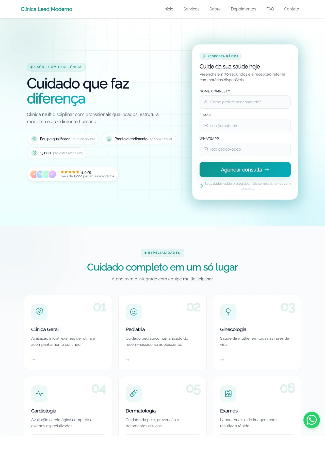Pré-visualização: Clínica Lead Moderno
