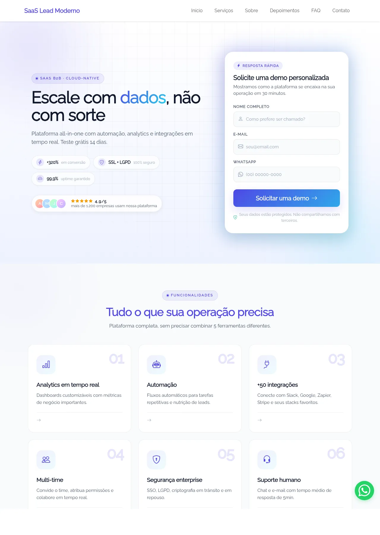 Pré-visualização: SaaS Lead Moderno