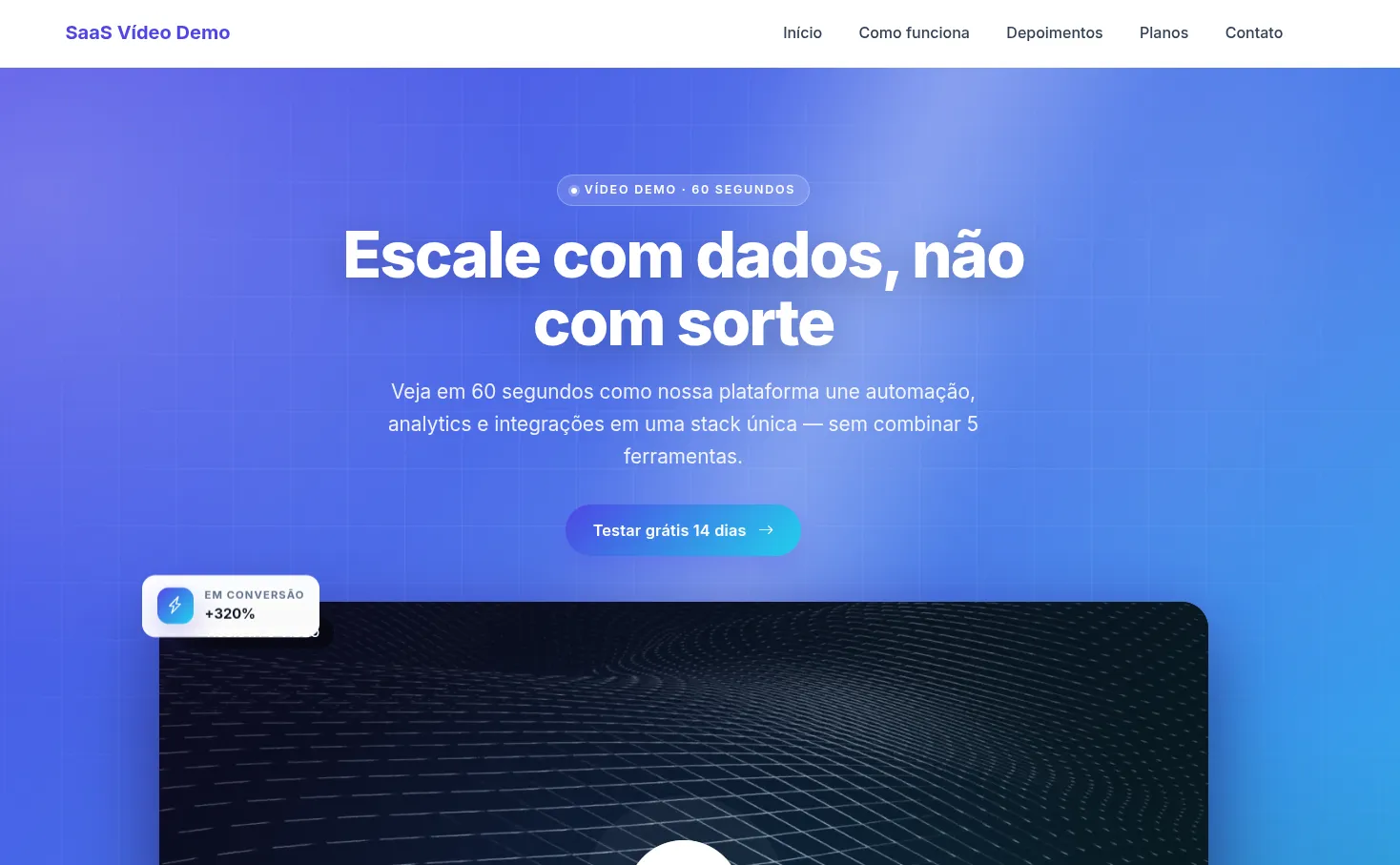 Pré-visualização: SaaS Vídeo Demo